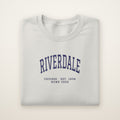 Riverdale Chicago Home 2026 Embroidered Crewneck — Navy Thread on Ash