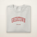 Greektown Chicago Embroidered Crewneck — Red Thread on Ash