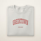 Greektown Chicago Embroidered Crewneck — Red Thread on Ash