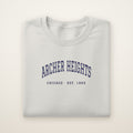 Archer Heights Chicago Embroidered Crewneck — Navy Thread on Ash