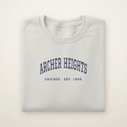 Archer Heights Chicago Embroidered Crewneck — Navy Thread on Ash