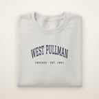 West Pullman Chicago Embroidered Crewneck — Navy Thread on Ash