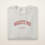 Marquette Park Chicago Embroidered Crewneck — Red Thread on Ash