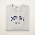 Chicago Lawn Chicago Home 2026 Embroidered Crewneck — Navy Thread on Ash