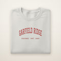 Garfield Ridge Chicago Embroidered Crewneck — Red Thread on Ash