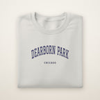Dearborn Park Chicago Embroidered Crewneck — Navy Thread on Ash