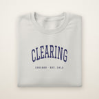 Clearing Chicago Embroidered Crewneck — Navy Thread on Ash