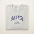 River West Chicago Home 2026 Embroidered Crewneck — Navy Thread on Ash