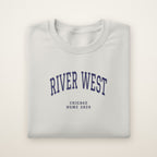 River West Chicago Home 2026 Embroidered Crewneck — Navy Thread on Ash