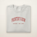 Printer's Row Chicago Embroidered Crewneck — Red Thread on Ash