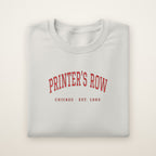 Printer's Row Chicago Embroidered Crewneck — Red Thread on Ash