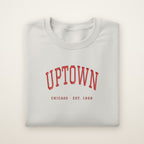 Uptown Chicago Embroidered Crewneck — Red Thread on Ash