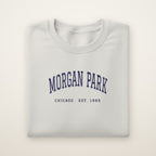 Morgan Park Chicago Embroidered Crewneck — Navy Thread on Ash