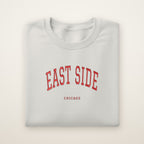East Side Chicago Embroidered Crewneck — Red Thread on Ash