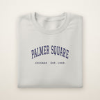 Palmer Square Chicago Embroidered Crewneck — Navy Thread on Ash