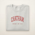 Chatham Chicago Embroidered Crewneck — Red Thread on Ash