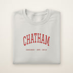 Chatham Chicago Embroidered Crewneck — Red Thread on Ash