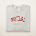 Montclare Chicago Embroidered Crewneck — Red Thread on Ash