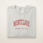 Montclare Chicago Embroidered Crewneck — Red Thread on Ash
