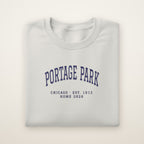 Portage Park Chicago Home 2026 Embroidered Crewneck — Navy Thread on Ash