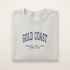 Gold Coast Chicago Home 2026 Embroidered Crewneck — Navy Thread on Ash