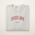 Chicago Lawn Chicago Embroidered Crewneck — Red Thread on Ash