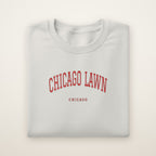 Chicago Lawn Chicago Embroidered Crewneck — Red Thread on Ash