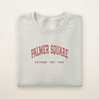 Palmer Square Chicago Embroidered Crewneck — Red Thread on Ash