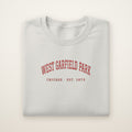 West Garfield Park Chicago Embroidered Crewneck — Red Thread on Ash