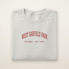 West Garfield Park Chicago Embroidered Crewneck — Red Thread on Ash
