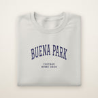 Buena Park Chicago Home 2026 Embroidered Crewneck — Navy Thread on Ash