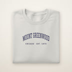 Mount Greenwood Chicago Embroidered Crewneck — Navy Thread on Ash