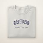 Norwood Park Chicago Embroidered Crewneck — Navy Thread on Ash
