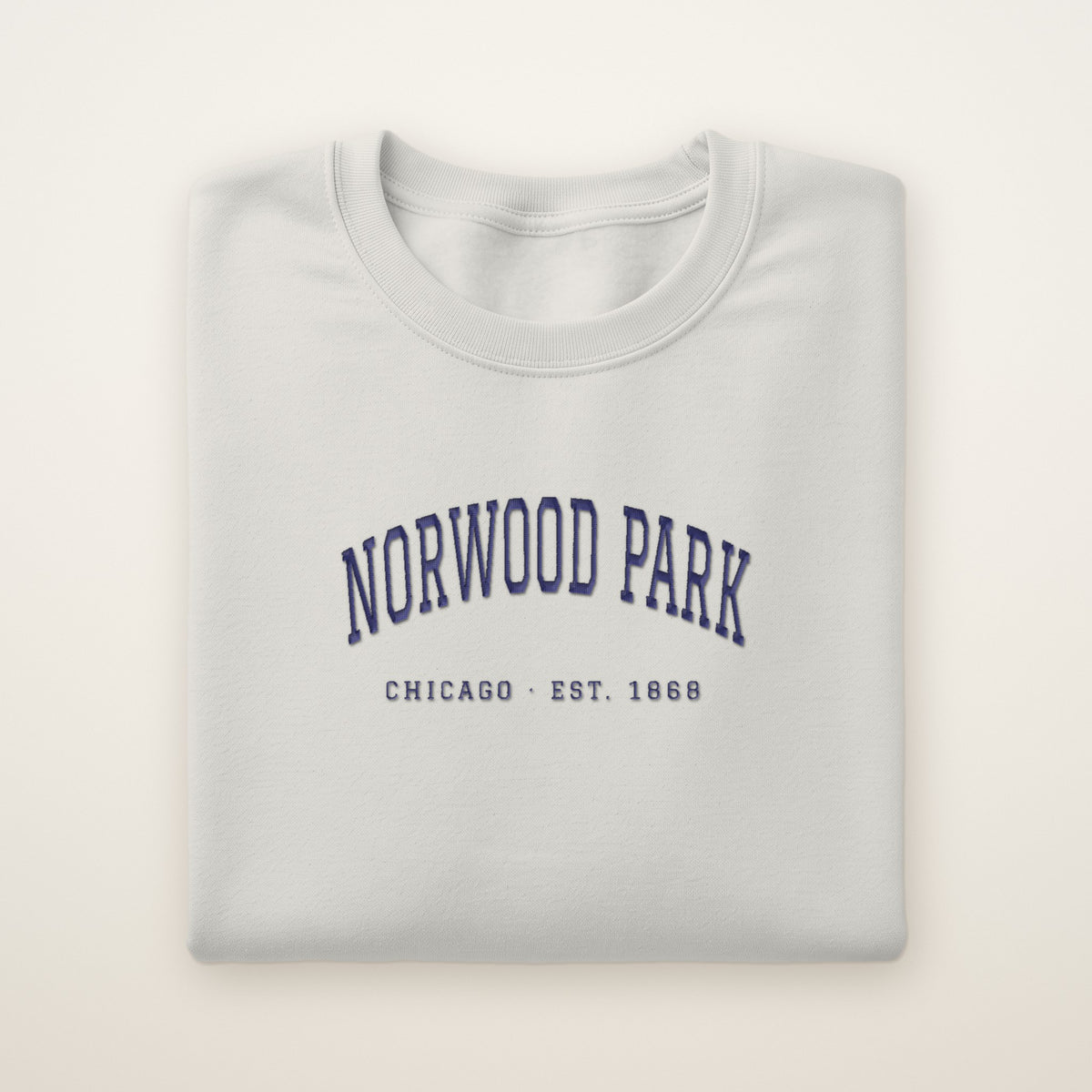 Norwood Park Chicago Embroidered Crewneck — Navy Thread on Ash