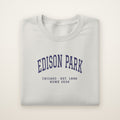 Edison Park Chicago Home 2026 Embroidered Crewneck — Navy Thread on Ash