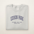 Edison Park Chicago Home 2026 Embroidered Crewneck — Navy Thread on Ash