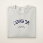 Edgewater Glen Chicago Home 2026 Embroidered Crewneck — Navy Thread on Ash