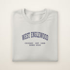 West Englewood Chicago Home 2026 Embroidered Crewneck — Navy Thread on Ash