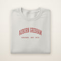 Auburn Gresham Chicago Embroidered Crewneck — Red Thread on Ash