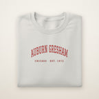 Auburn Gresham Chicago Embroidered Crewneck — Red Thread on Ash