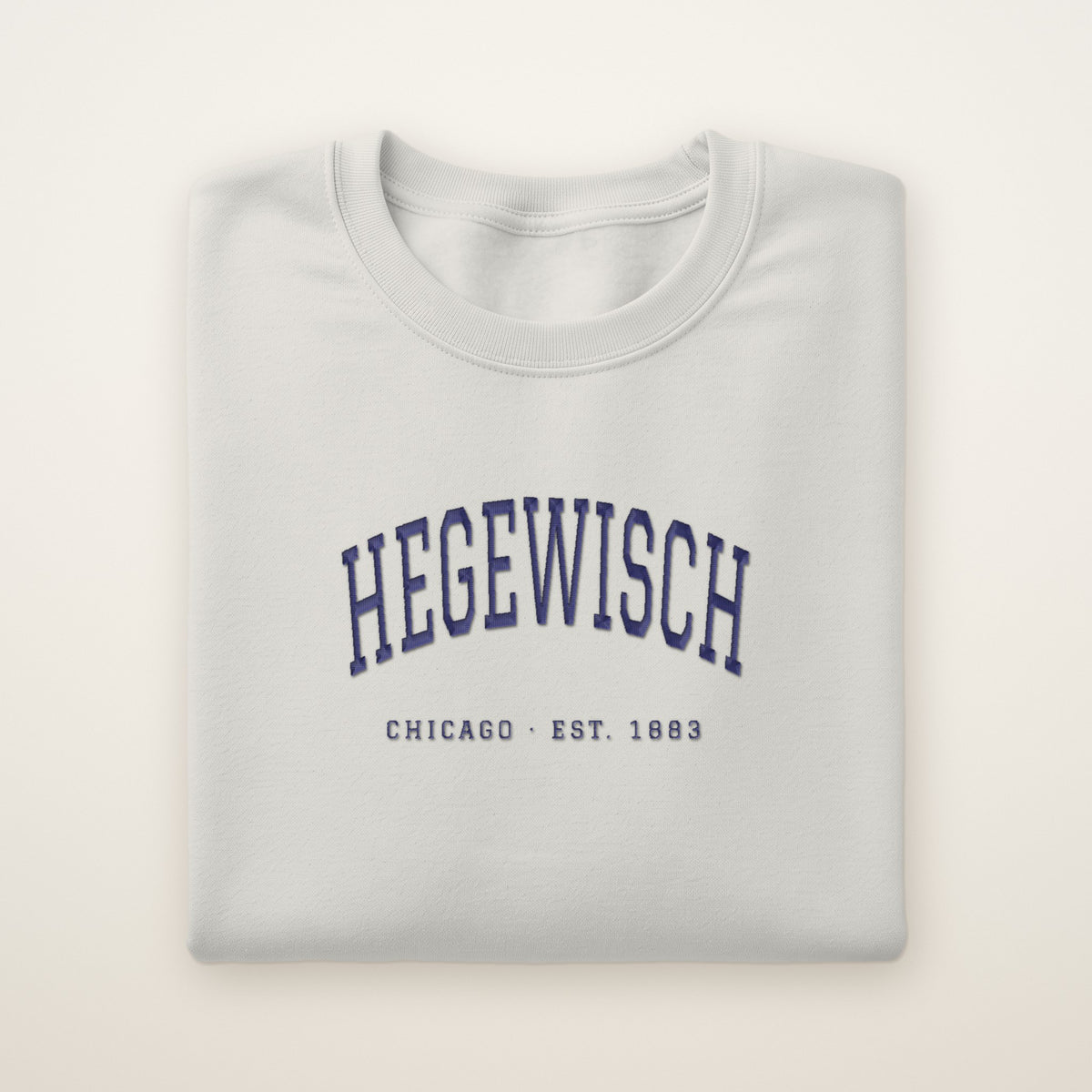 Hegewisch Chicago Embroidered Crewneck — Navy Thread on Ash