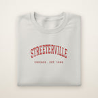 Streeterville Chicago Embroidered Crewneck — Red Thread on Ash