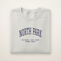 North Park Chicago Home 2026 Embroidered Crewneck — Navy Thread on Ash