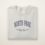 North Park Chicago Home 2026 Embroidered Crewneck — Navy Thread on Ash