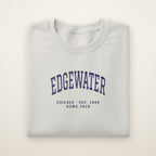 Edgewater Chicago Home 2026 Embroidered Crewneck — Navy Thread on Ash