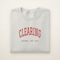 Clearing Chicago Embroidered Crewneck — Red Thread on Ash