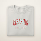 Clearing Chicago Embroidered Crewneck — Red Thread on Ash