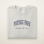 Portage Park Chicago Embroidered Crewneck — Navy Thread on Ash