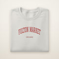 Fulton Market Chicago Embroidered Crewneck — Red Thread on Ash