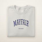 Mayfair Chicago Embroidered Crewneck — Navy Thread on Ash